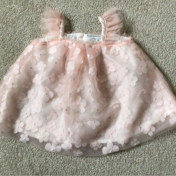 MINICLASIX STRAP TULLE DRESS/ LEGGING PANT WITH FLOWER APPLIQUÉS- SIZE 12 MONTHS - Picture 7 of 12